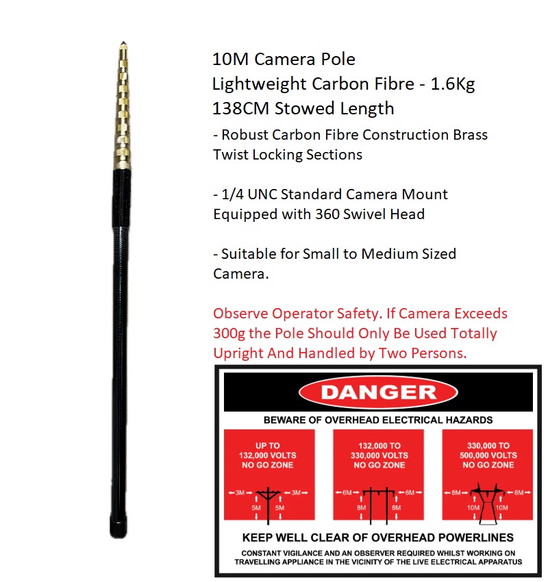 10M Telescopic Carbon Fibre Camera Pole